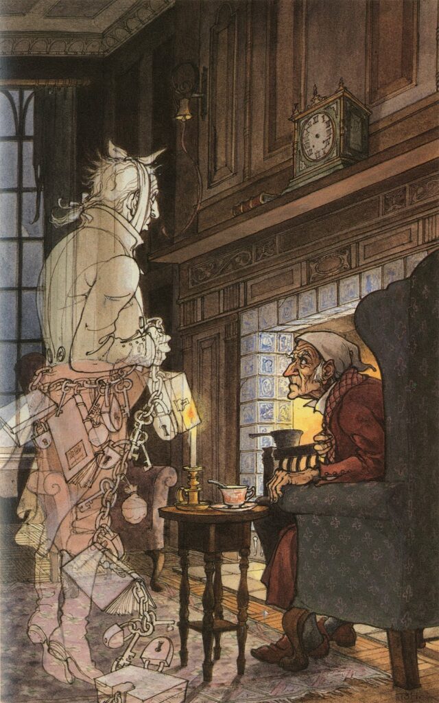 Illustrazione di Jacob Marley da Il Canto di Natale di Charles Dickens