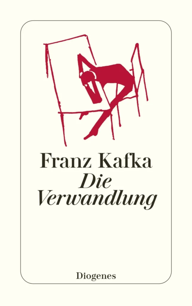 Die Verwandlung - La Metamorfosi di Franz Kafka edito da Diogenes Verlag AGPs. Kafka non ha mai voluto che in copertina venisse rappresentato lo scarafaggio: "L'insetto stesso non può essere rappresentato. Non può nemmeno essere mostrato da lontano."