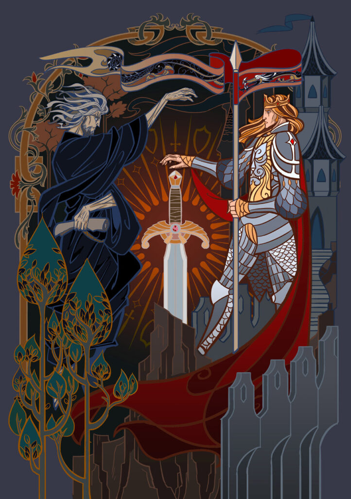 Illustrazione di Jian Guo del libro di Sir Thomas Malory